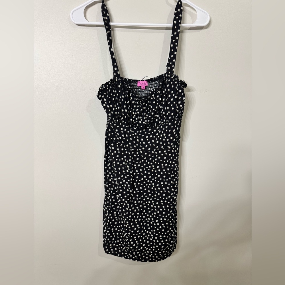 Francesca's Collections Black Dress with White Floral Pattern